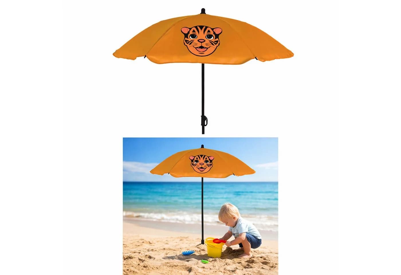 Mojawo Kinder Sonnenschirm Tiger Bunt
