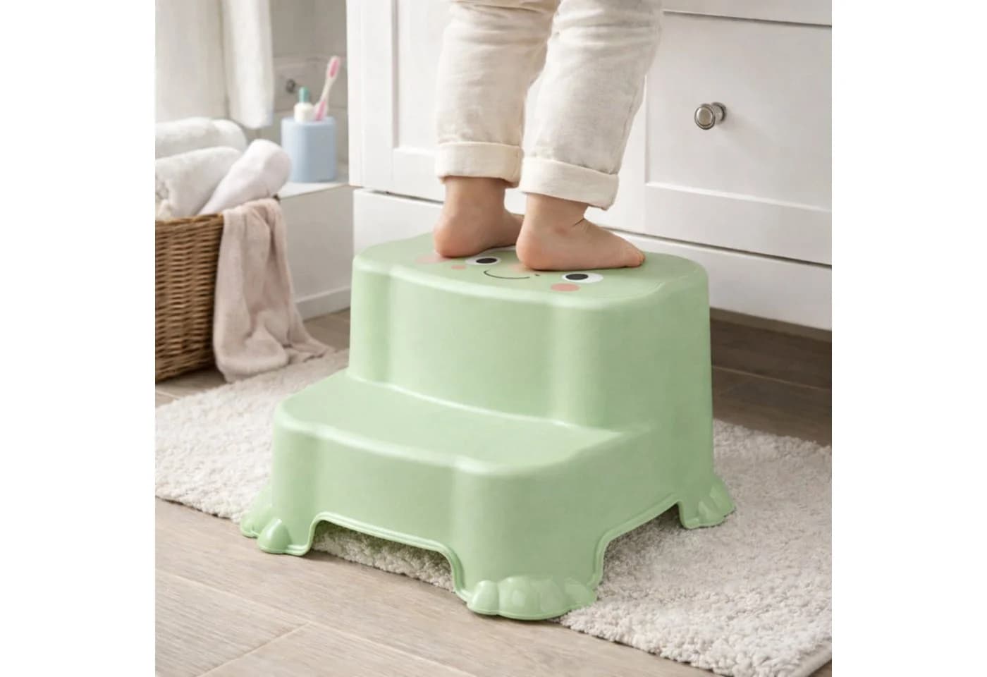 Mojawo Kinder Tritthocker Grün Kunststoff
