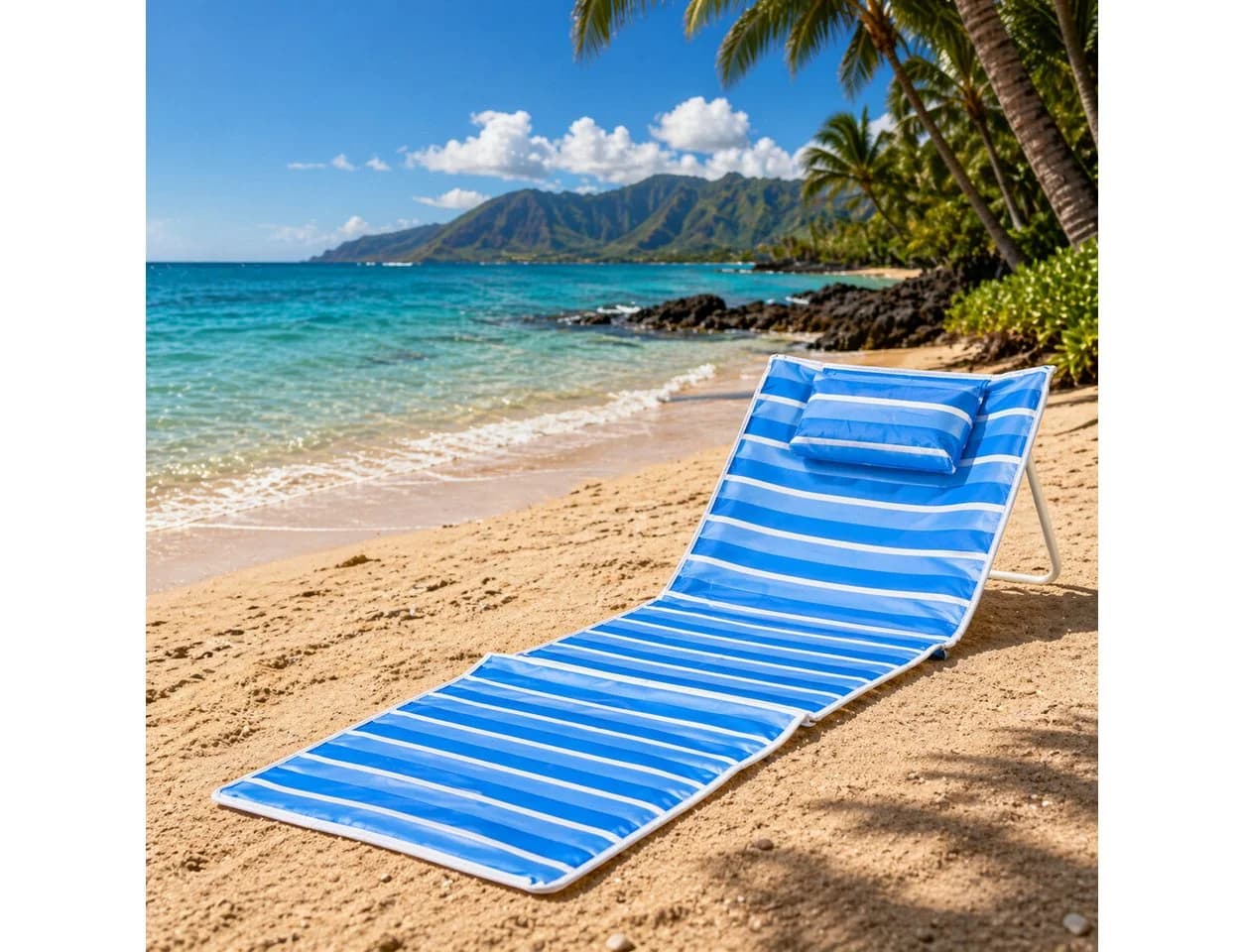 Mojawo Strandliege Blau Faltbar mit Kissen & Tasche