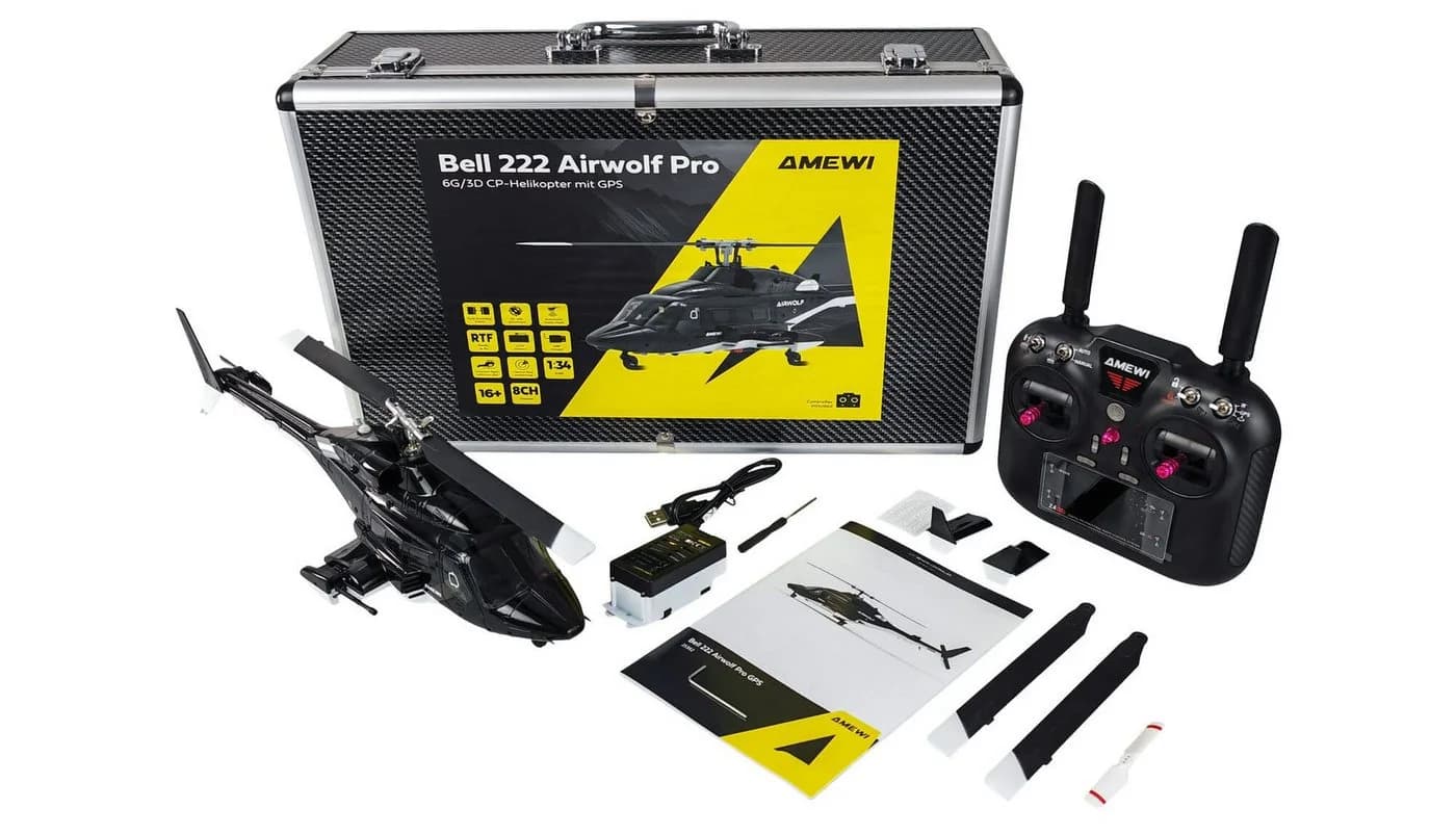 Amewi RC-Helikopter Bell 222 Airwolf Pro GPS 8-Kanal 3D/6G RTF