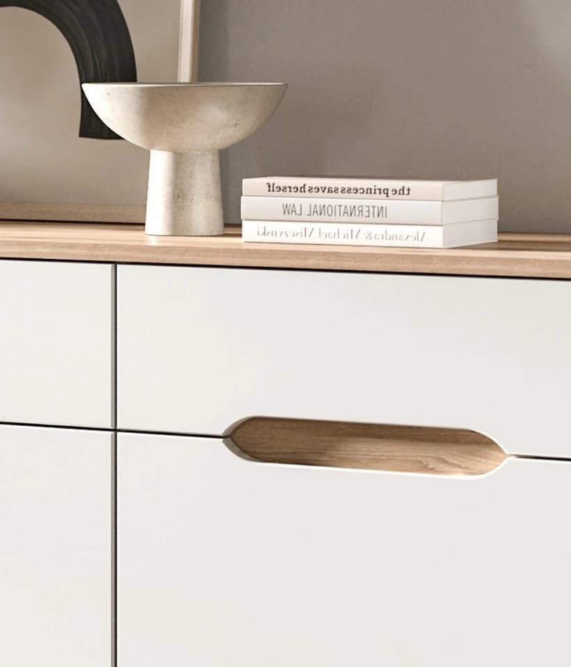 Inn.Furn Lowboard Hygge Weiß Nox Eiche Soft-Close