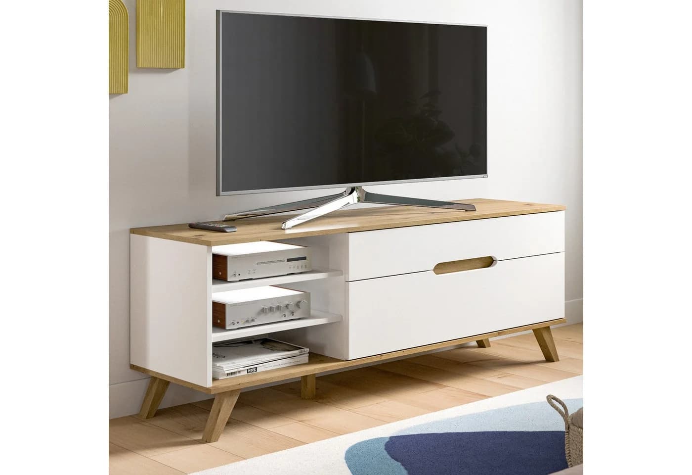 Inn.Furn Lowboard Hygge Weiß Nox Eiche Soft-Close - Bild 2