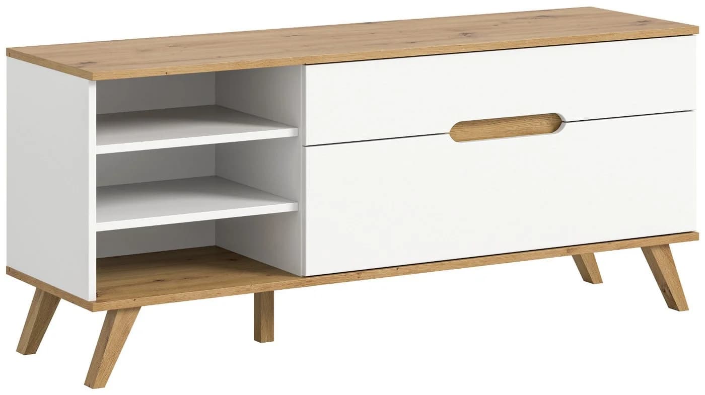 Inn.Furn Lowboard Hygge Weiß Nox Eiche Soft-Close - Bild 5