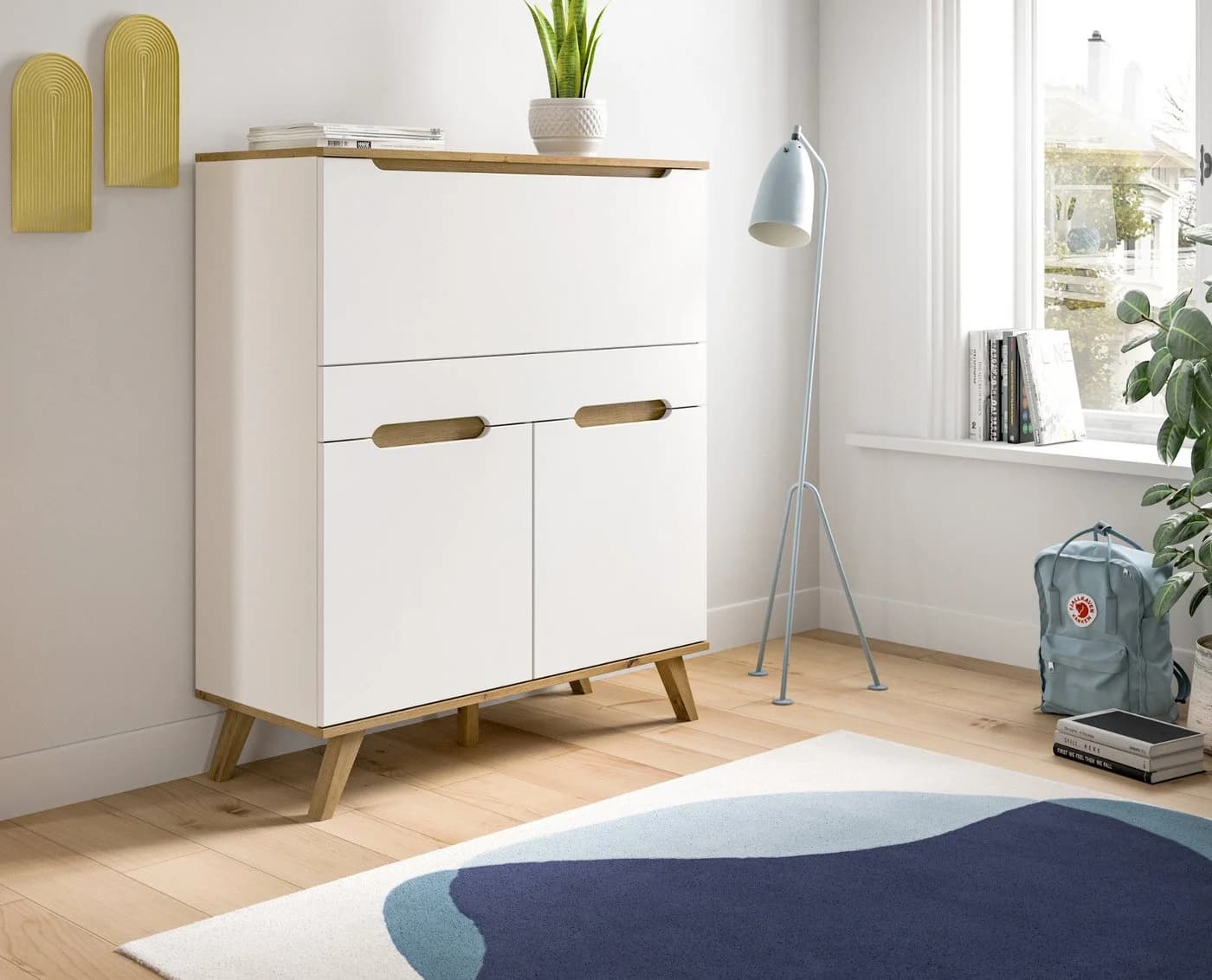 Inn.Furn Sekretär Hygge Weiß Nox Eiche 100 cm Soft-Close - Bild 3