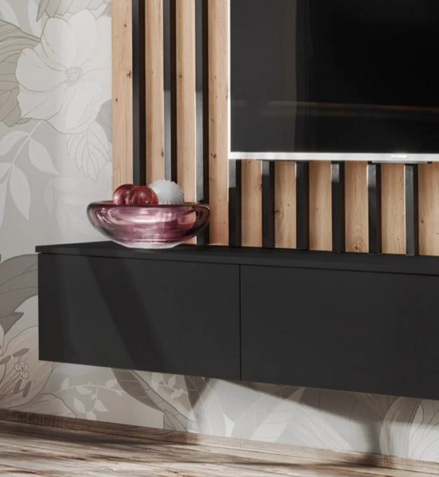 Furn.Design Lowboard Pearl Set Schwarz Eiche Push-to-Open - Bild 4