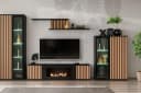 Furn.Design Wohnwand Morgan Schwarz Matt mit Eiche Lamellen und Kamin Bild 1
