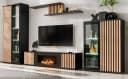 Furn.Design Wohnwand Morgan Schwarz Matt mit Eiche Lamellen und Kamin Bild 2