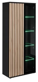 Furn.Design Vitrinenschrank Morgan Schwarz mit LED und Push-to-Open Bild 1