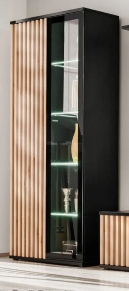 Furn.Design Vitrinenschrank Morgan Schwarz mit LED und Push-to-Open - Bild 2