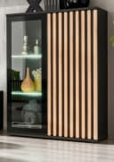 Furn.Design Vitrine Morgan Hohe Kommode in Schwarz mit Eiche Lamellen Bild 2