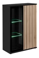 Furn.Design Vitrine Morgan Hohe Kommode in Schwarz mit Eiche Lamellen Bild 5