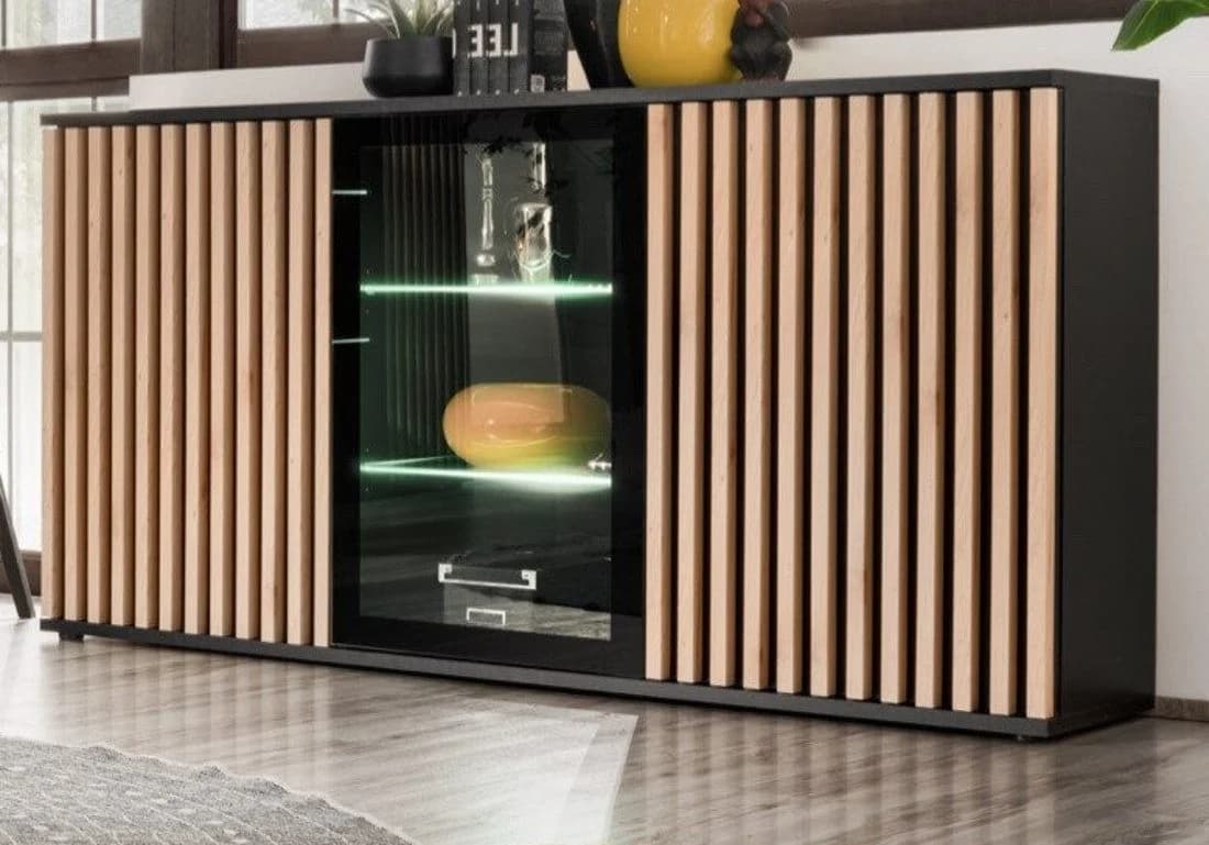 Furn.Design Sideboard Morgan Schwarz mit LED und Push-to-Open - Bild 2