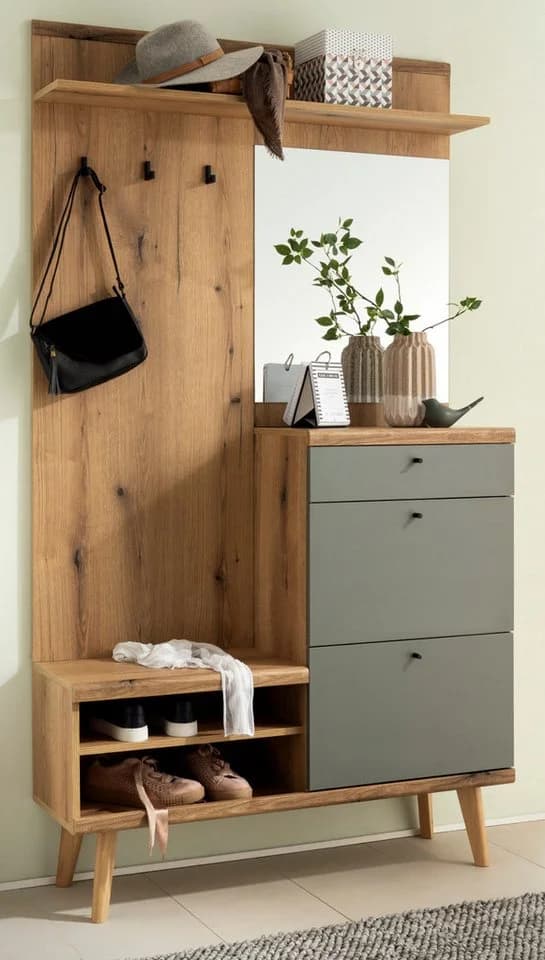 Furn.Design Kompaktgarderobe Juna Salbei Grün Eiche Dekor - Bild 2