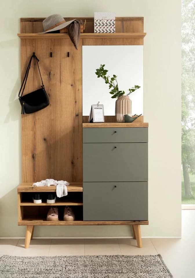 Furn.Design Kompaktgarderobe Juna Salbei Grün Eiche Dekor - Bild 5