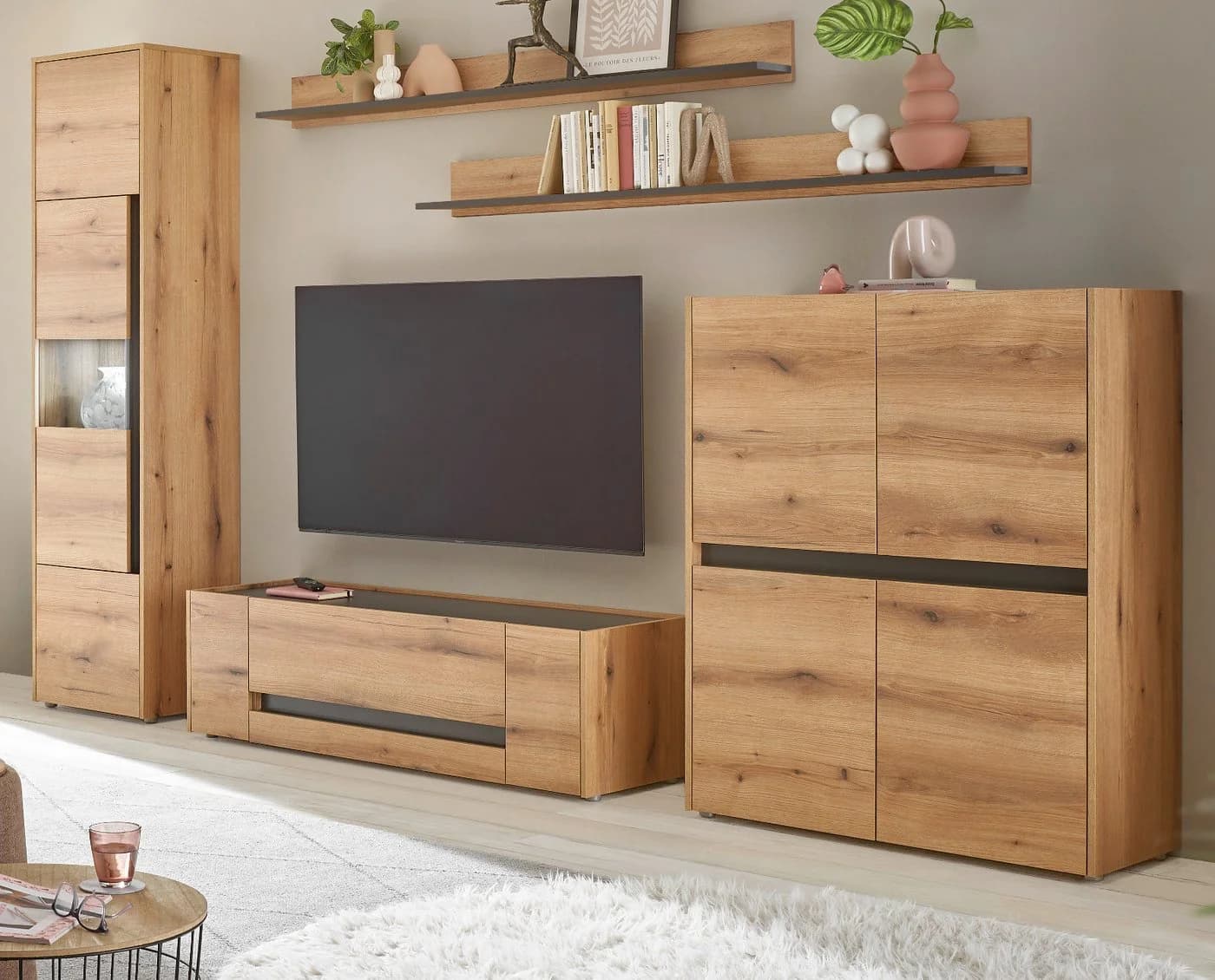 Furn.Design Wohnwand Center 5-teilig Eiche Grau - Bild 2