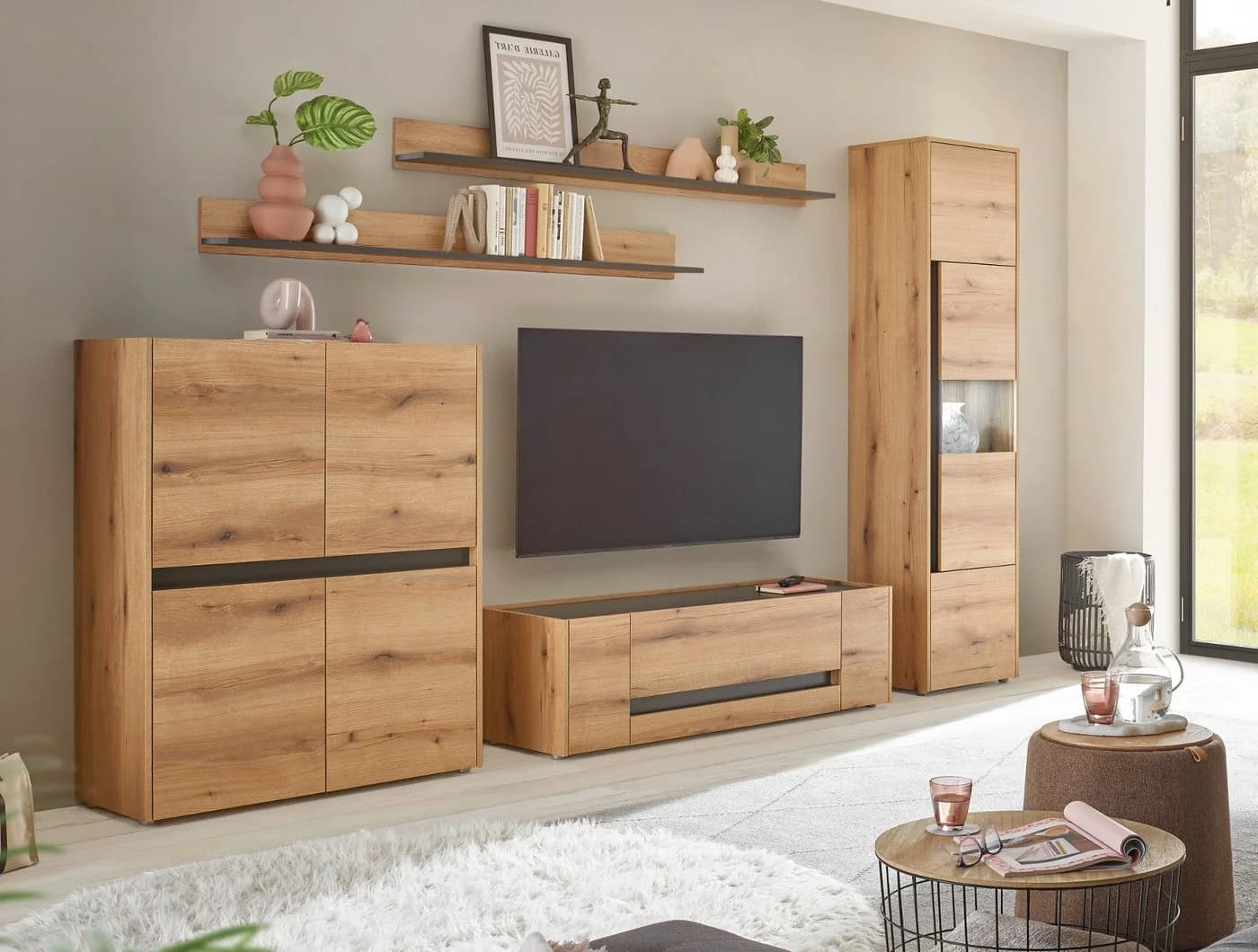 Furn.Design Wohnwand Center 5-teilig Eiche Grau - Bild 3