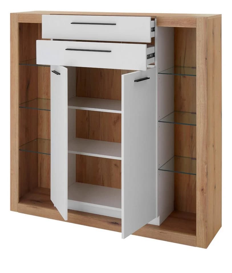 Furn.Design Highboard Rivian Weiß Matt Eiche Dekor - Bild 4