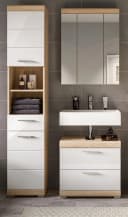Inn.Furn Badmöbel-Set Mambo 3-teilig Weiß Hochglanz Eiche Bild 1