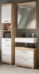 Inn.Furn Badmöbel-Set Mambo 3-teilig Weiß Hochglanz Eiche Bild 2