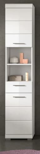 Inn.Furn Hochschrank Shawn Badschrank Weiß Hochglanz 2-türig 37 x 191 cm Bild 1