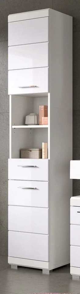 Inn.Furn Hochschrank Shawn Badschrank Weiß Hochglanz 2-türig 37 x 191 cm - Bild 2