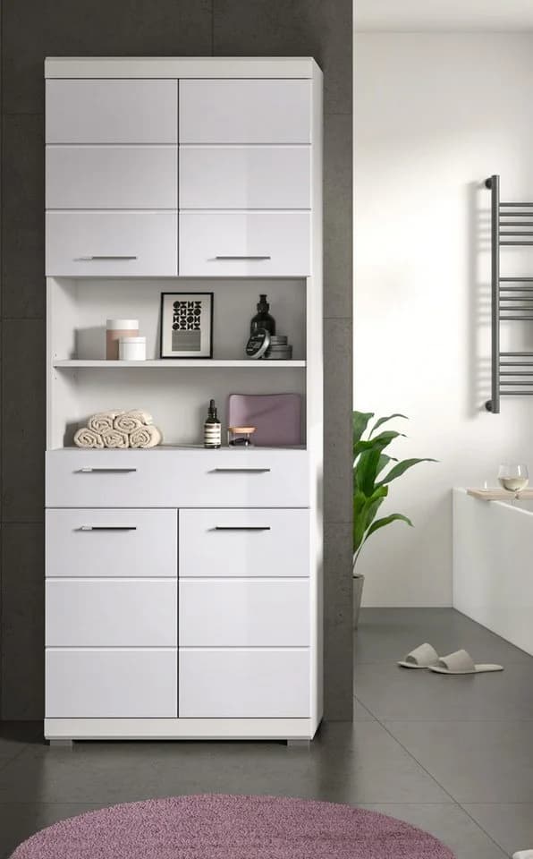 Inn.Furn Hochschrank Shawn Badschrank weiß Hochglanz 4-türig - Bild 5