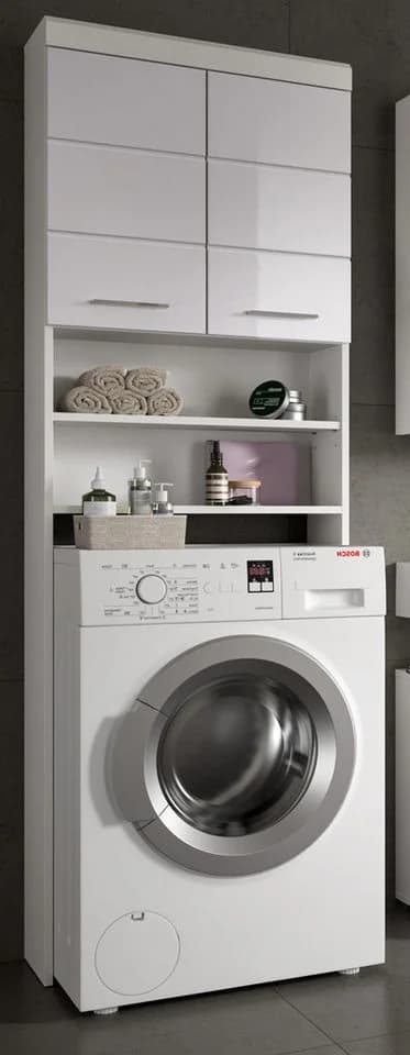 Inn.Furn Waschmaschinenumbauschrank Shawn Weiß Hochglanz Stauraum - Bild 3