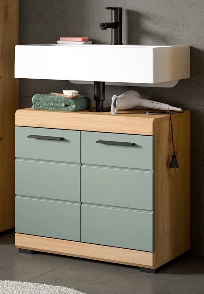 Inn.Furn Waschbeckenunterschrank Shawn Salbei Eiche 2 Fächer - Bild 2
