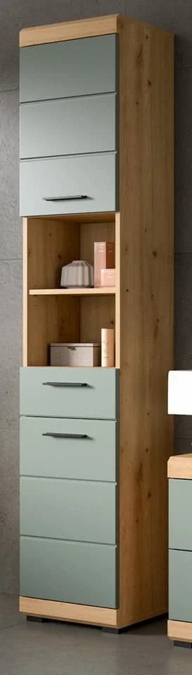Inn.Furn Hochschrank Shawn Badschrank Salbei Eiche 2-türig - Bild 2