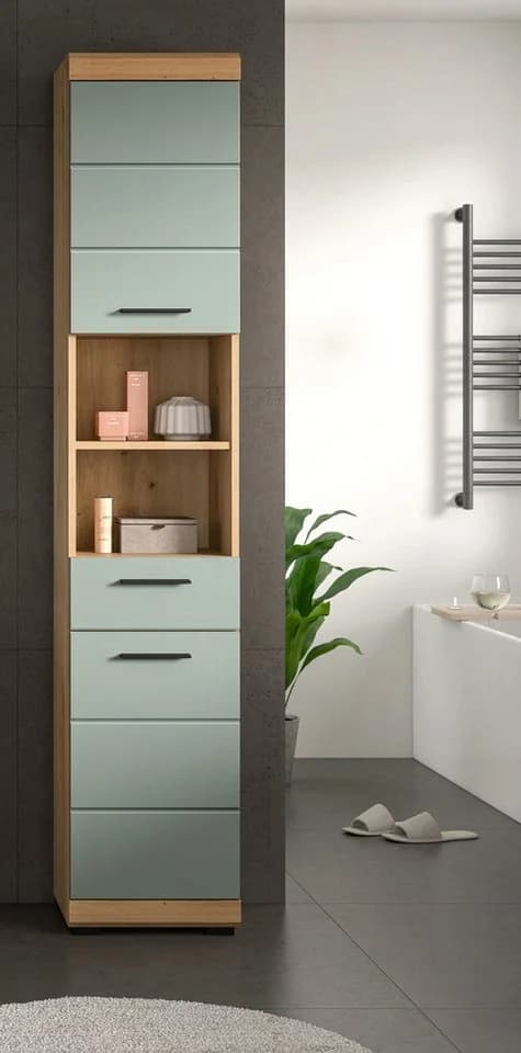 Inn.Furn Hochschrank Shawn Badschrank Salbei Eiche 2-türig - Bild 3