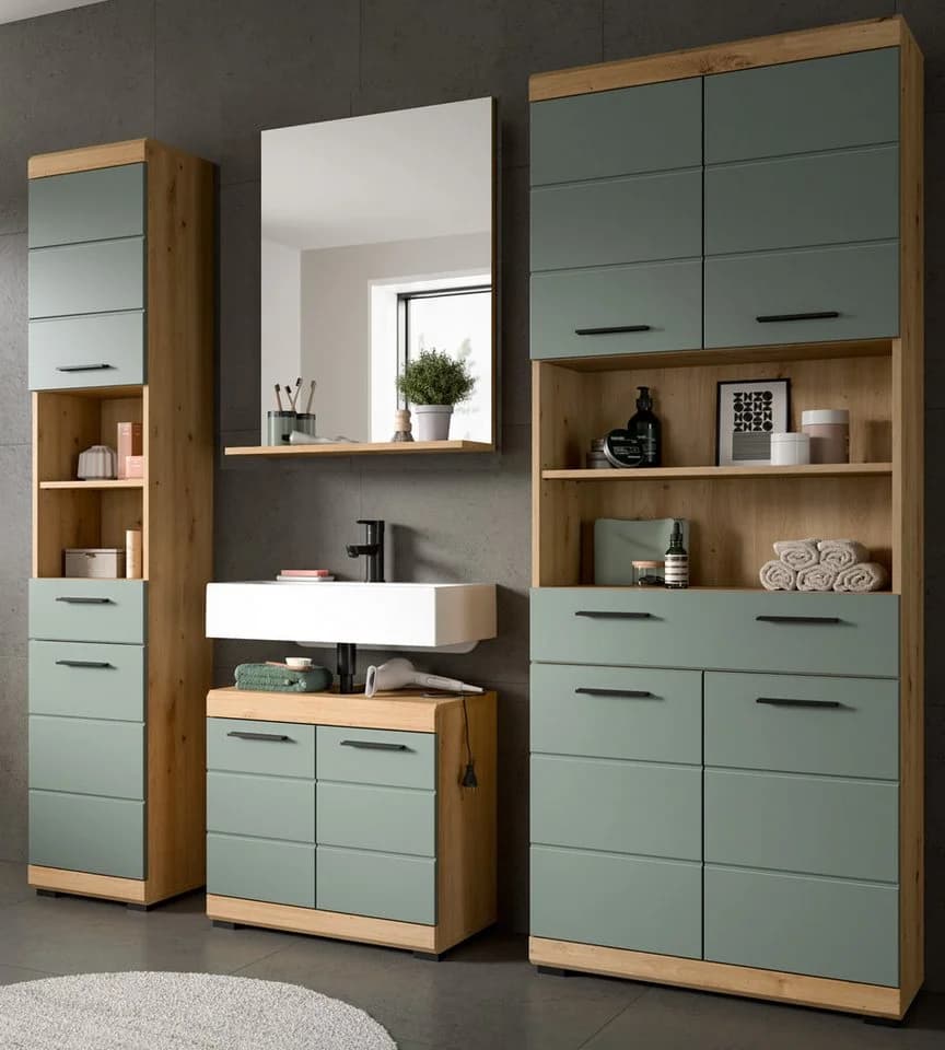 Inn.Furn Badmöbel-Set Shawn 4-teilig Salbei Grün Artisan Eiche - Bild 2