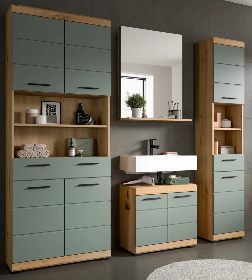 Inn.Furn Badmöbel-Set Shawn 4-teilig Salbei Grün Artisan Eiche - Bild 5