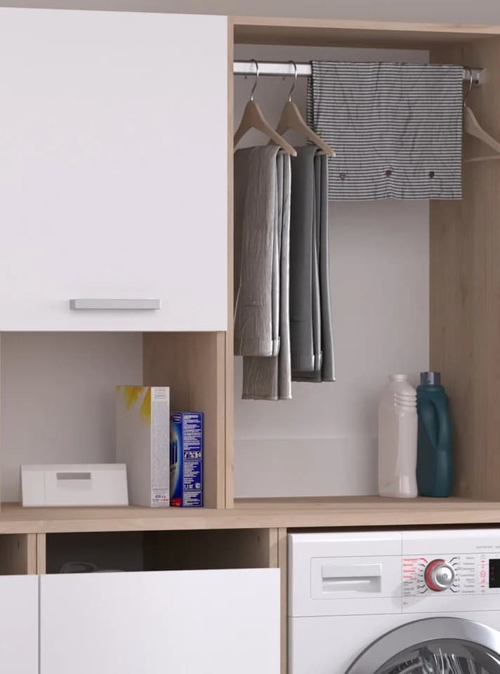 Parisot Laundry Waschmaschinenschrank Set Weiß Eiche Dekor - Bild 3