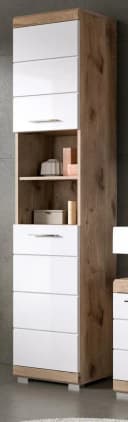 Inn.Furn Hochschrank Willow Weiß Hochglanz Eiche Dekor 2-Türig Bild 2