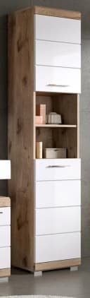 Inn.Furn Hochschrank Willow Weiß Hochglanz Eiche Dekor 2-Türig Bild 3