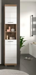 Inn.Furn Hochschrank Willow Weiß Hochglanz Eiche Dekor 2-Türig Bild 5