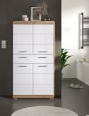 Inn.Furn Midischrank Willow Badschrank Weiß Hochglanz Eiche Dekor 4-türig 74 x 141 cm Bild 5