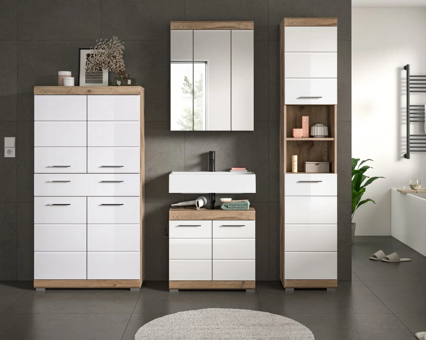 Inn.Furn Badmöbel-Set Willow Weiß Hochglanz 4-teilig - Bild 5
