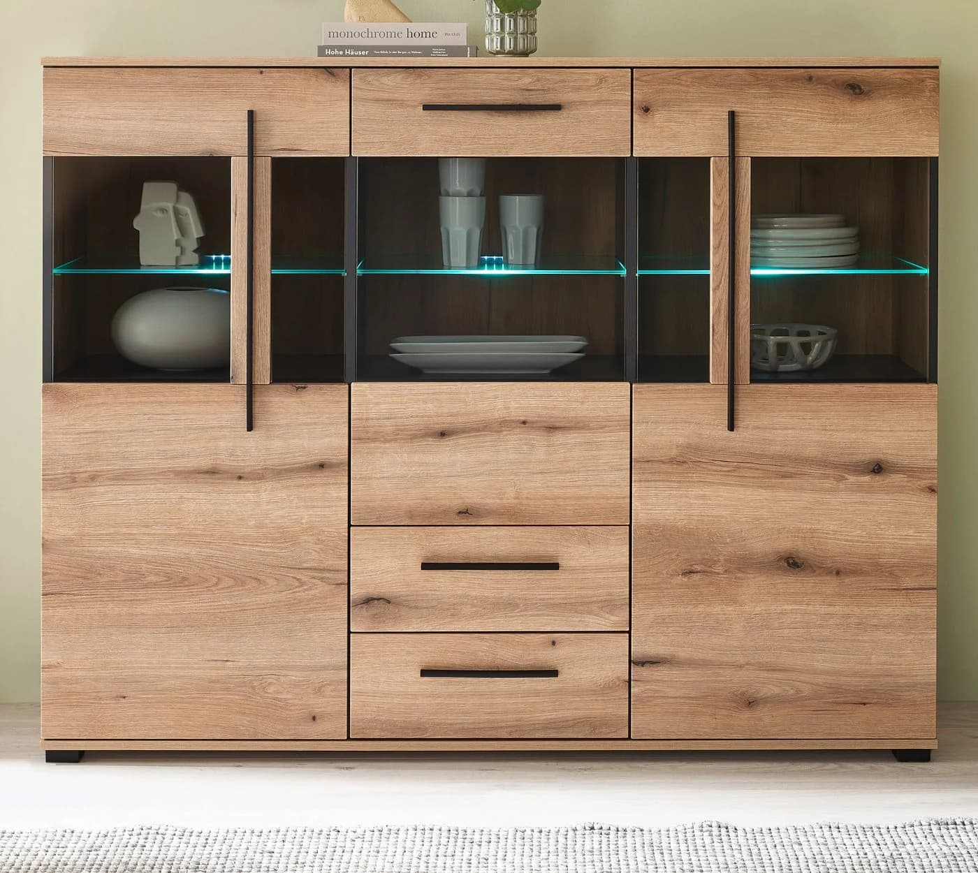 Furn.Design Highboard Design-D Eiche Dekor 160 cm mit Soft-Close