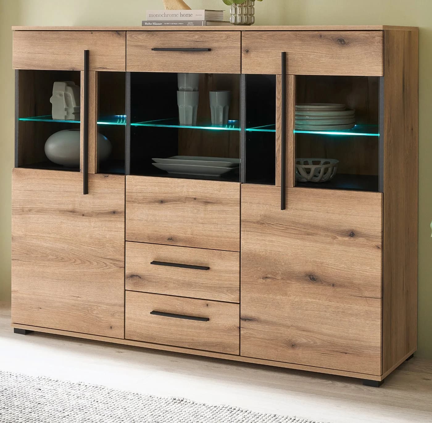 Furn.Design Highboard Design-D Eiche Dekor 160 cm mit Soft-Close - Bild 2
