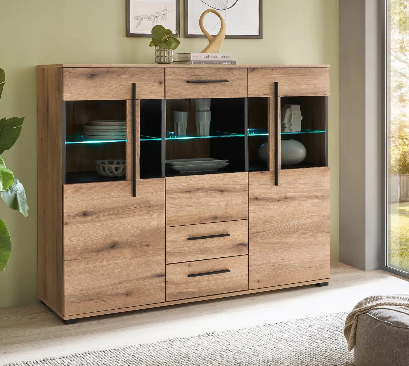 Furn.Design Highboard Design-D Eiche Dekor 160 cm mit Soft-Close - Bild 3