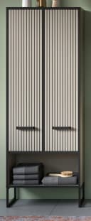 Inn.Furn Hochschrank Scana Bad-Mehrzweckschrank Sand/Schwarz Soft-Close Bild 2