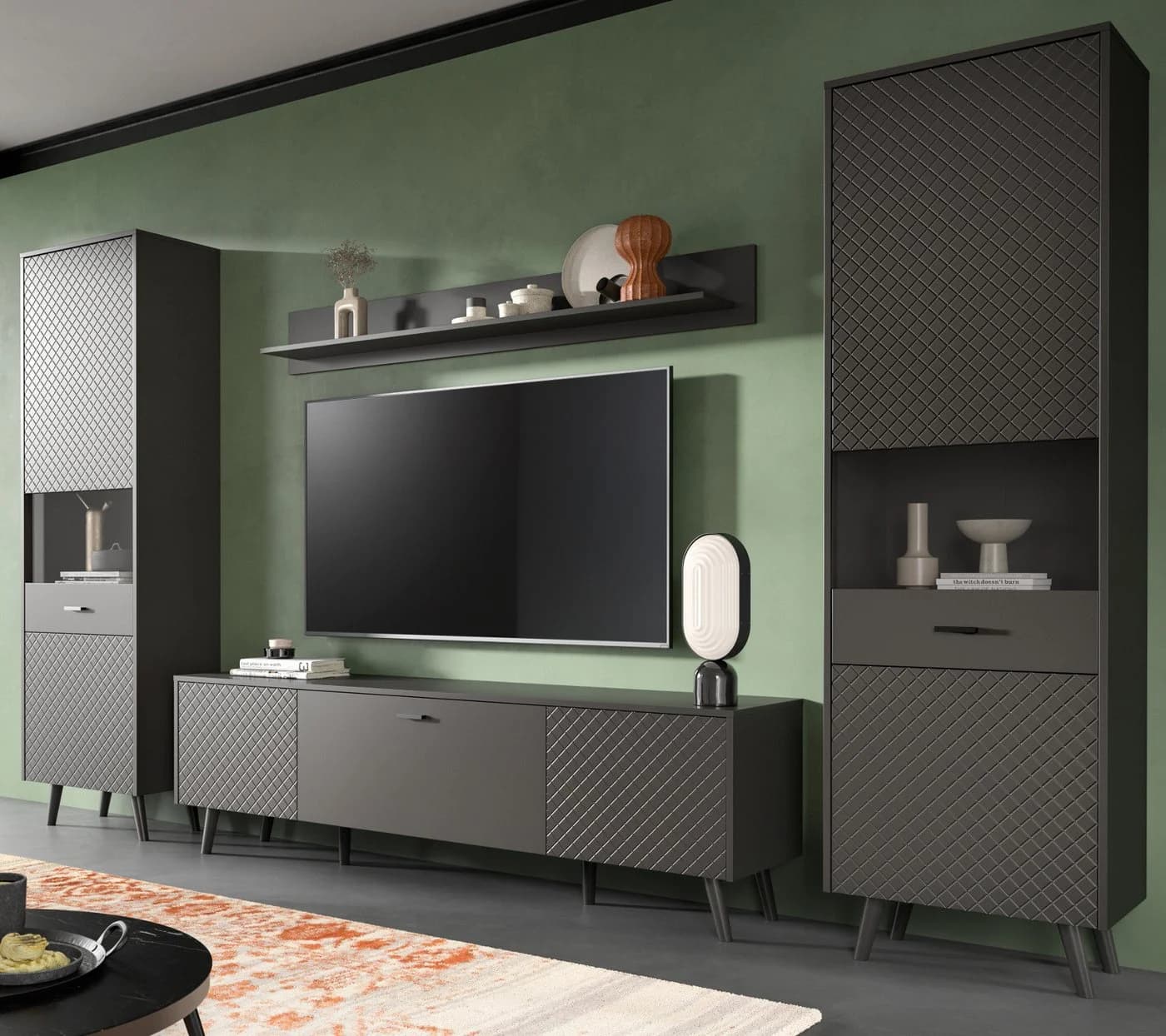 Inn.Furn Wohnwand Madea 4-teilig Grau Matt Push-to-Open - Bild 2