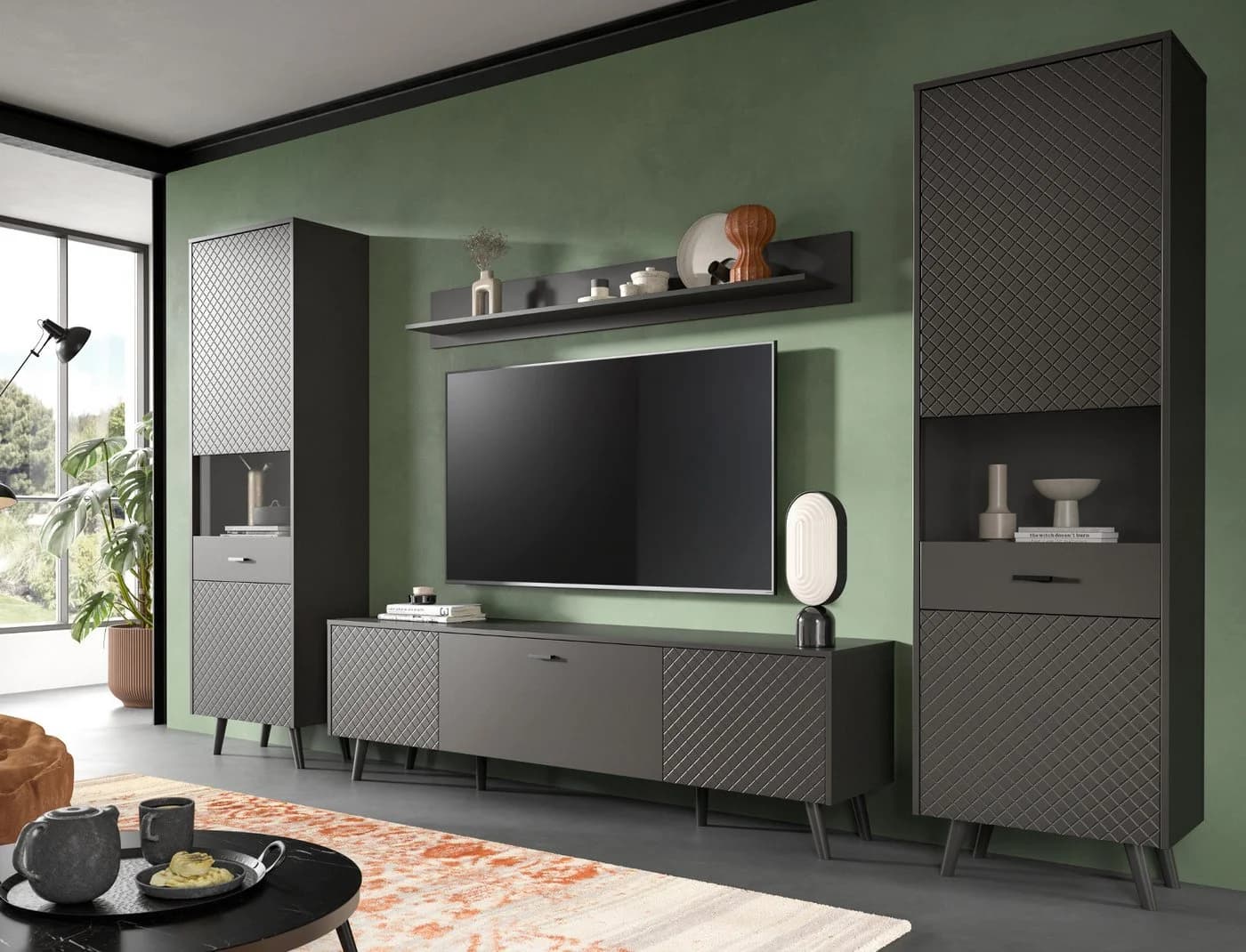 Inn.Furn Wohnwand Madea 4-teilig Grau Matt Push-to-Open - Bild 3