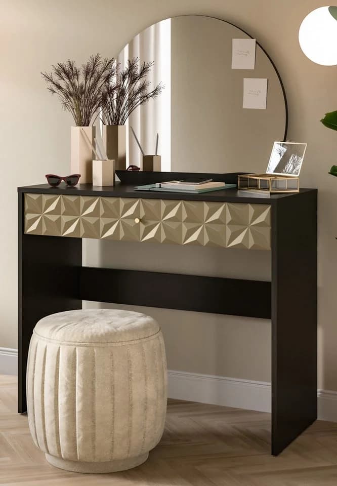Inn.Furn Schminktisch Relief Schwarz Gold 3D-Front Spiegel - Bild 2