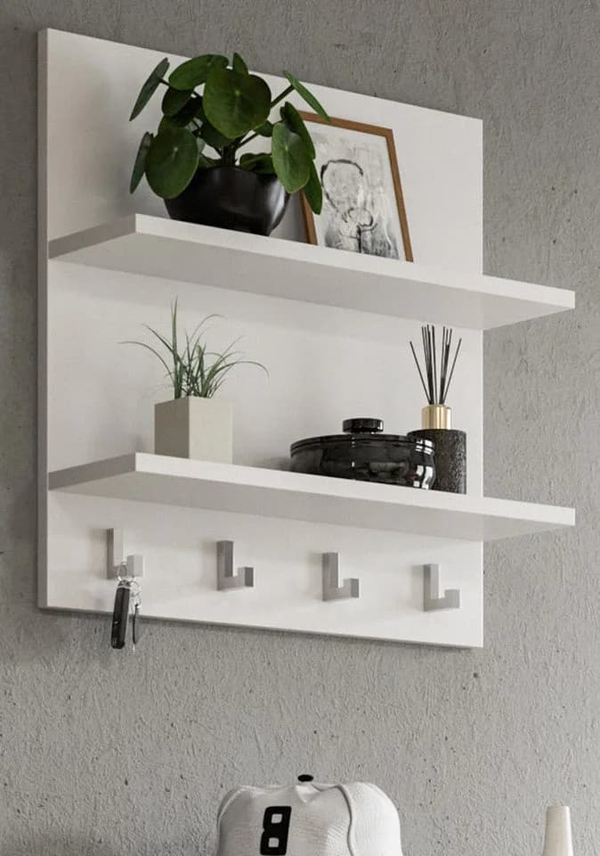 Inn.Furn Schlüsselbrett SystemX Weiß Wandregal mit Haken