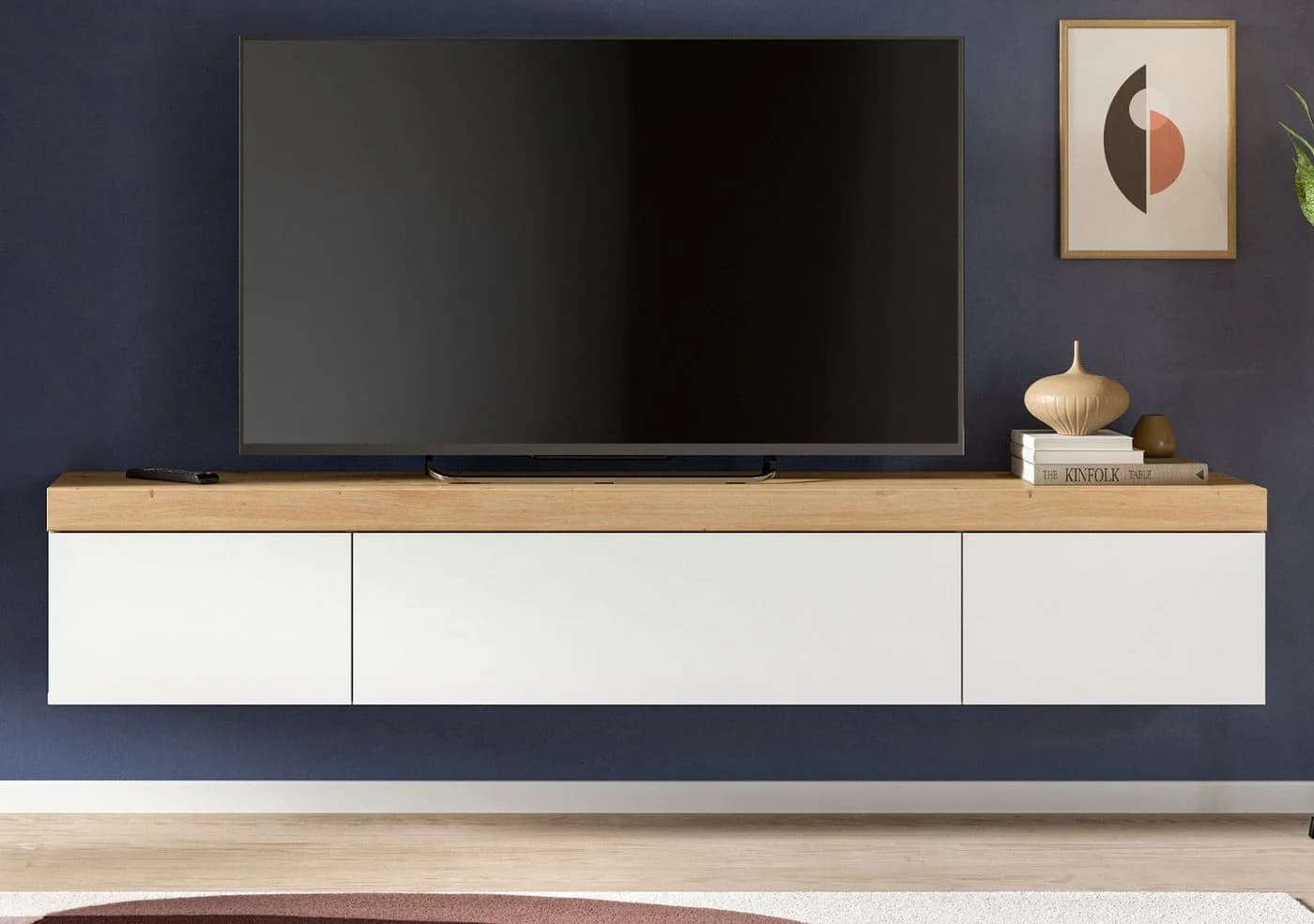 Inn.Furn Lowboard Siena TV Unterschrank Weiß Eiche 180 cm - Bild 3