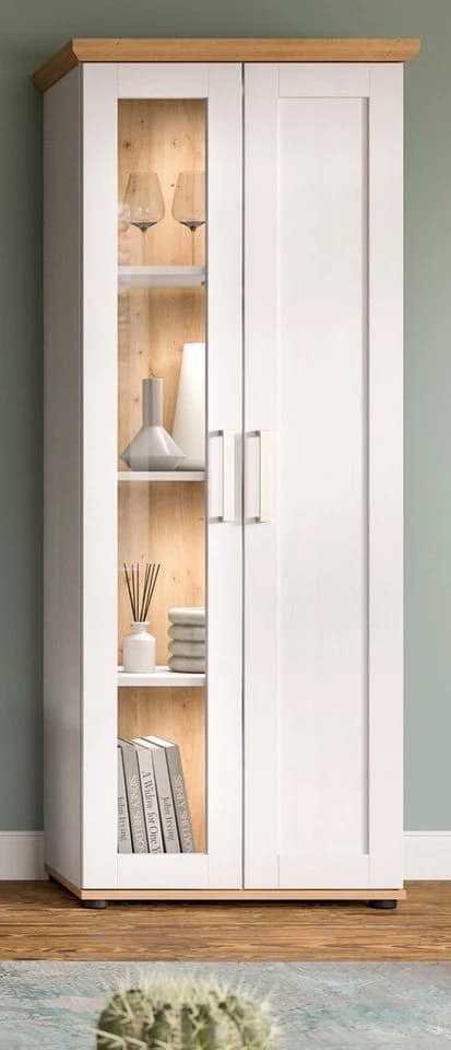 Inn.Furn Standvitrine Mirano Weiß Landhausstil 2-türig - Bild 2