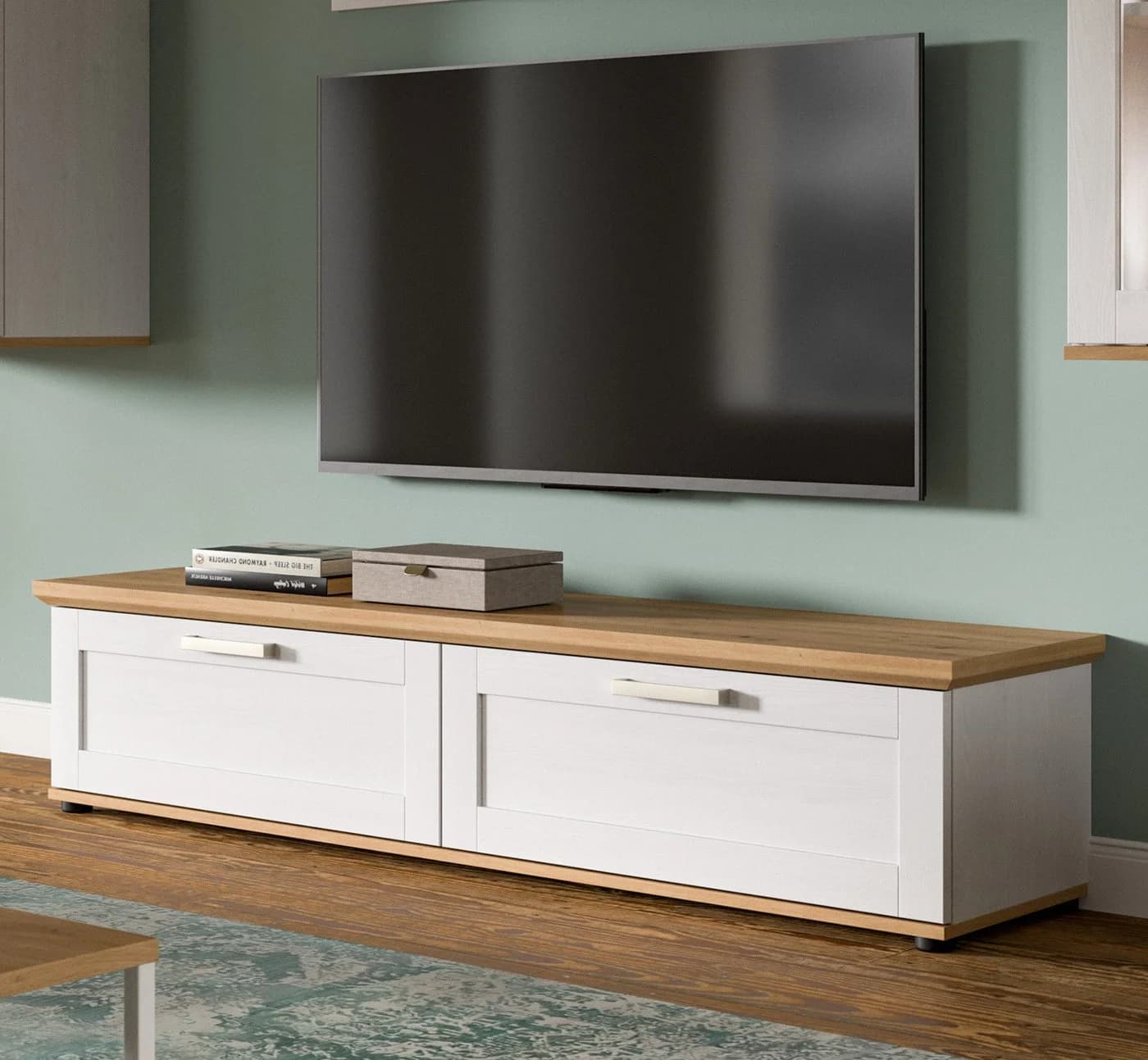 Inn.Furn Lowboard Mirano TV Unterschrank Weiß Landhaus Eiche Artisan - Bild 2