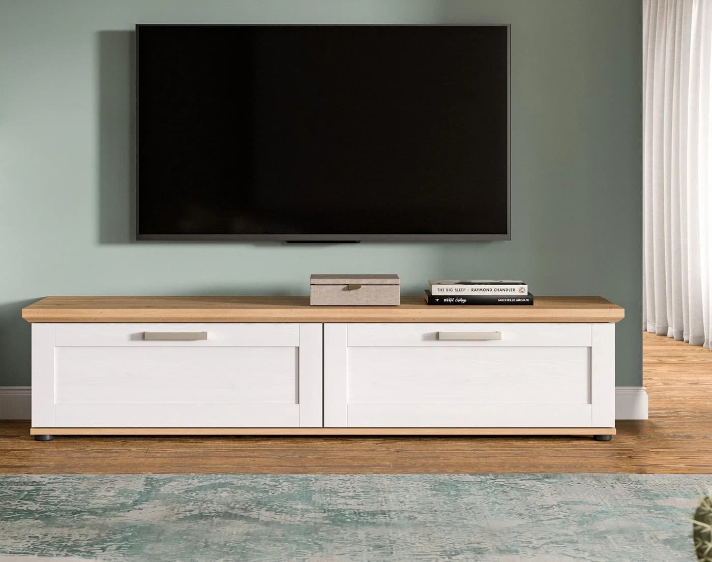 Inn.Furn Lowboard Mirano TV Unterschrank Weiß Landhaus Eiche Artisan - Bild 5